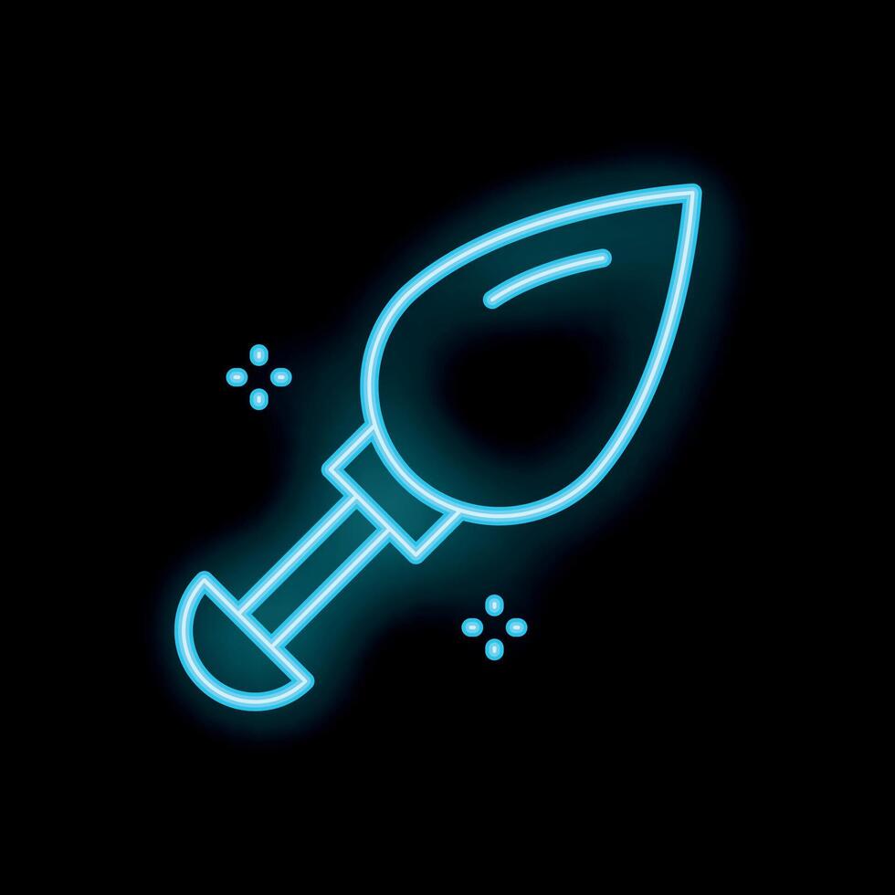 Neon blue trowel spreading light on dark background vector