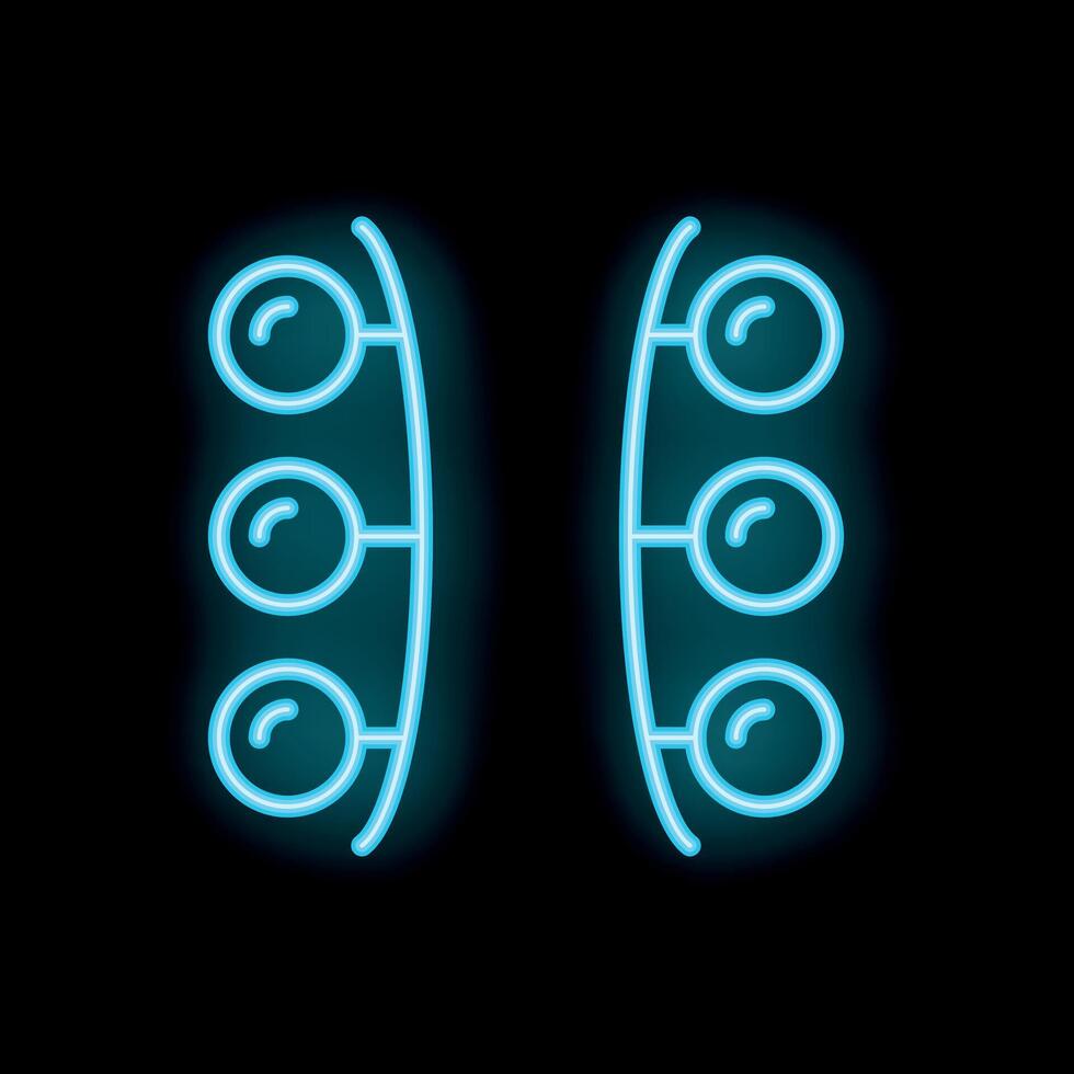 Neon icon of traffic lights glowing on black background vector
