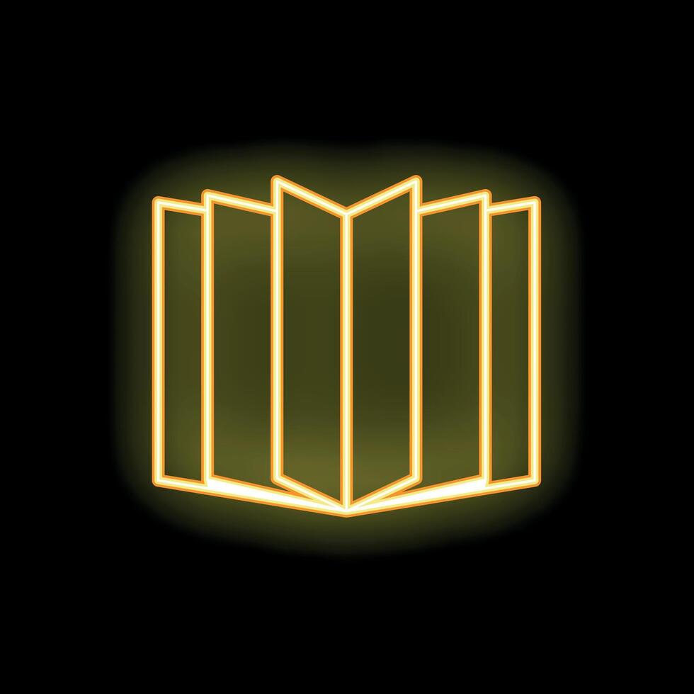 Neon yellow open book or brochure on black background vector