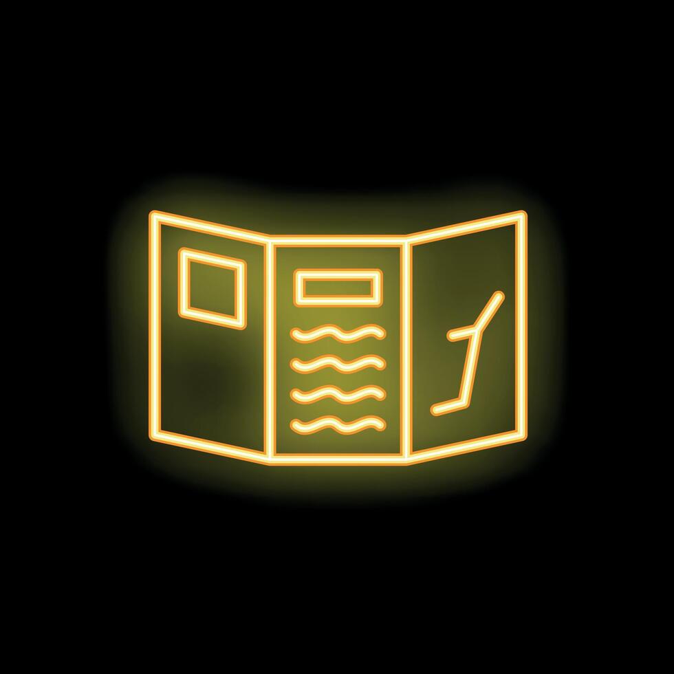 Neon yellow map or menu icon glowing on black background vector