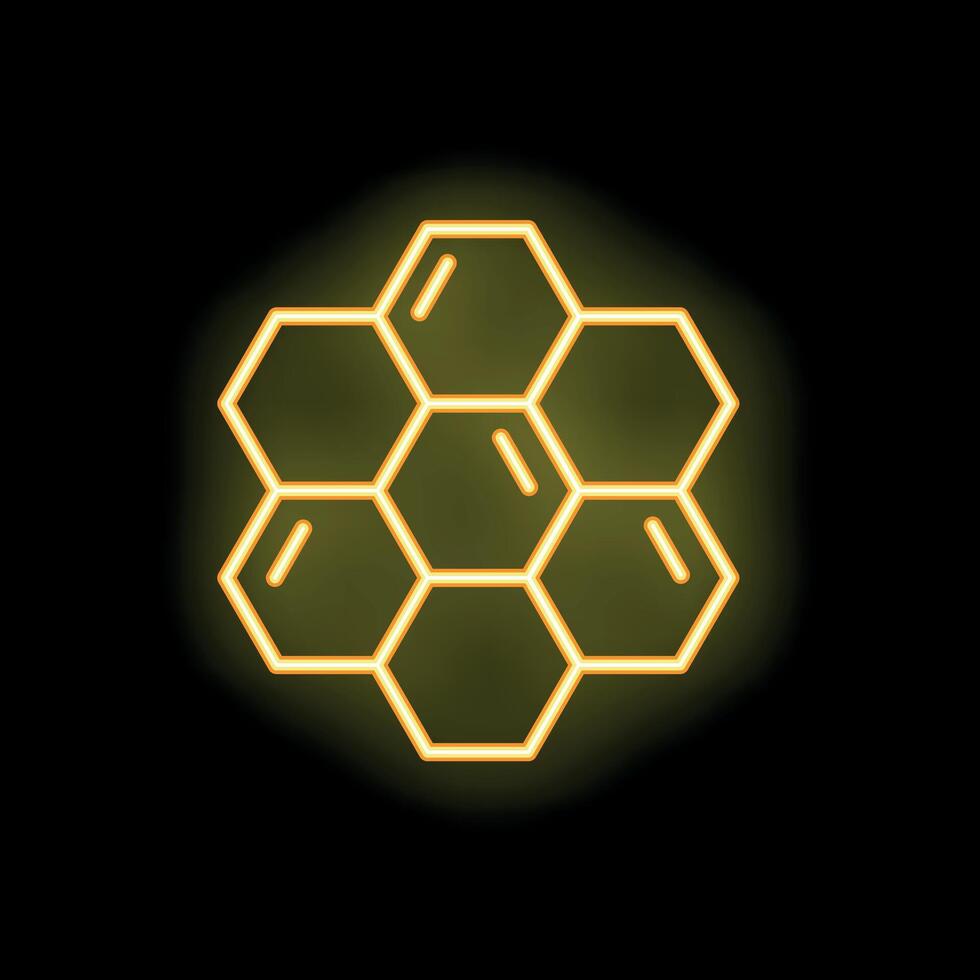 Neon yellow honeycomb glowing on black background vector