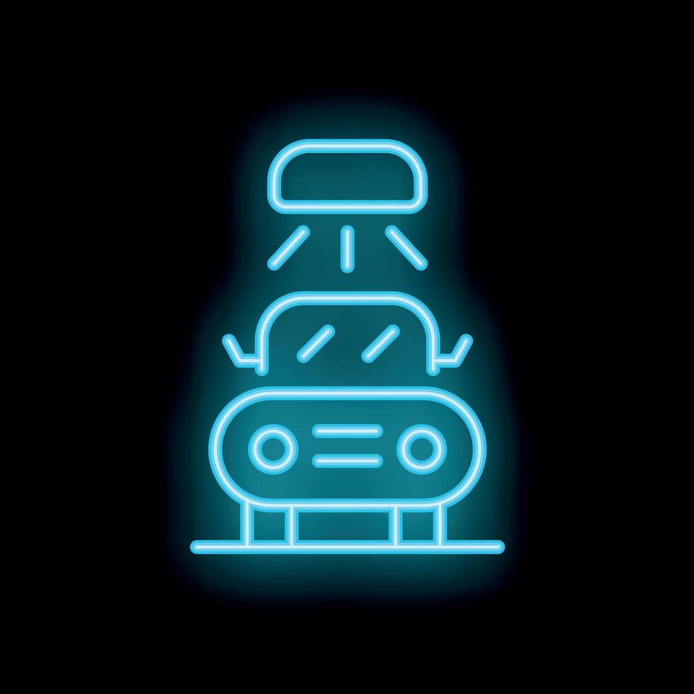 Neon sign showing automatic car wash service on black background vector