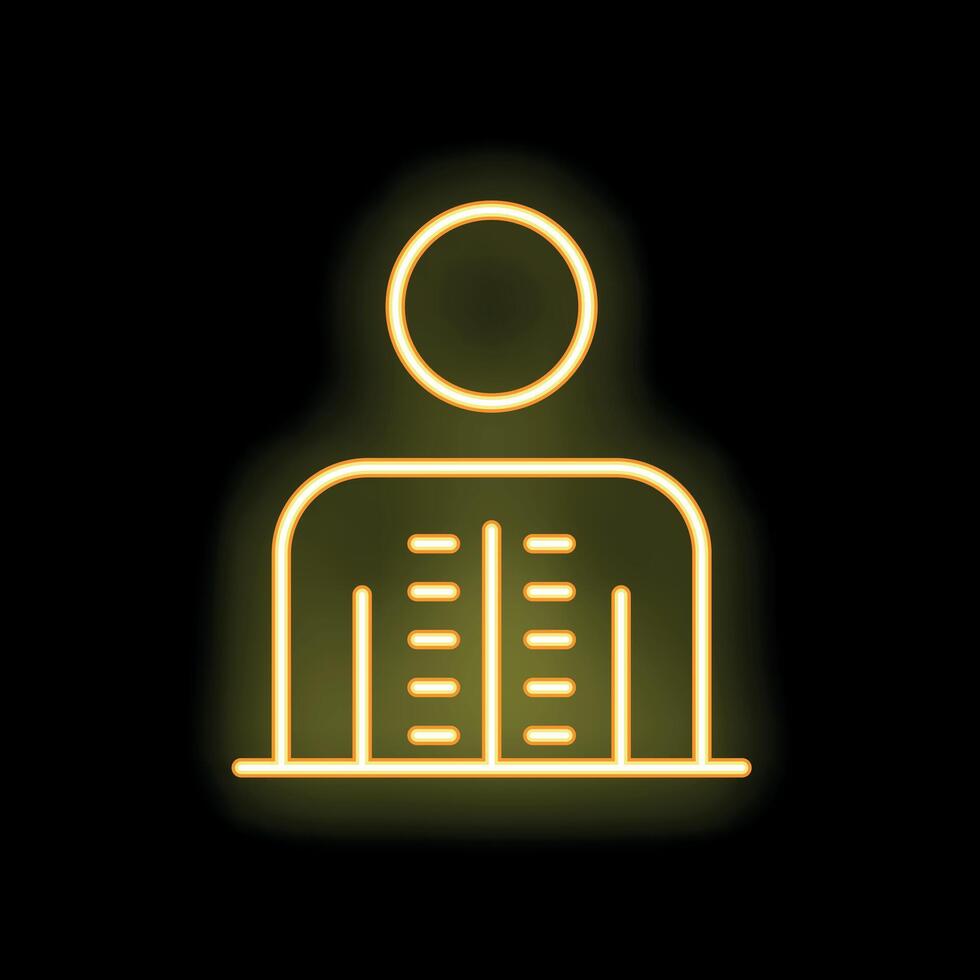 Neon yellow spine diagnostic icon showing human backbone vector