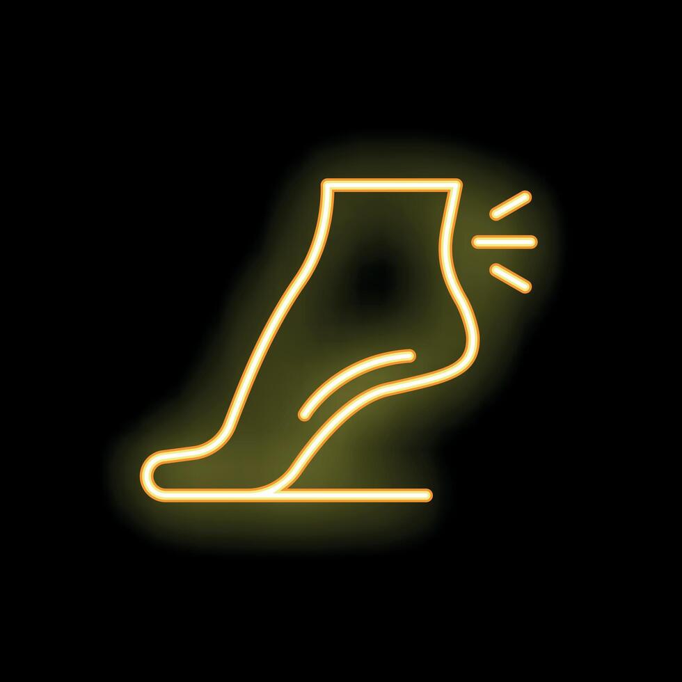 Neon icon of foot suffering from painful heel vector