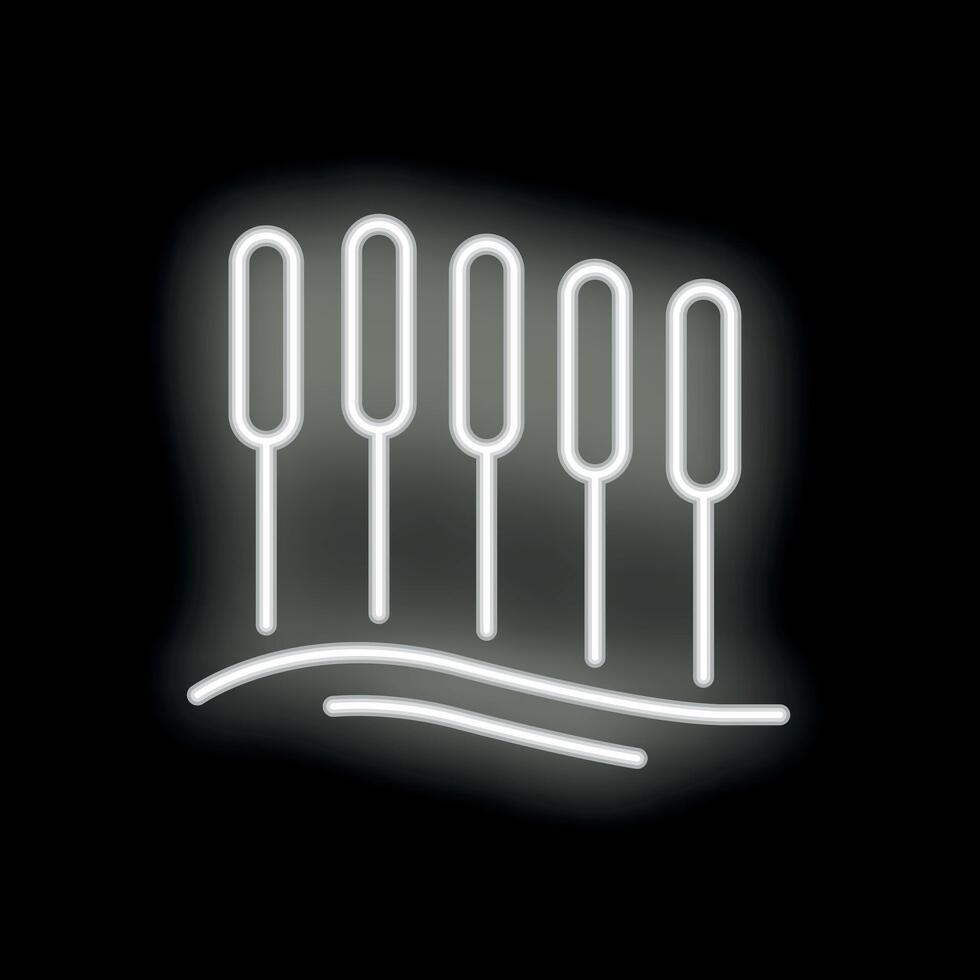 Neon style icon of reeds growing by the water at night vector