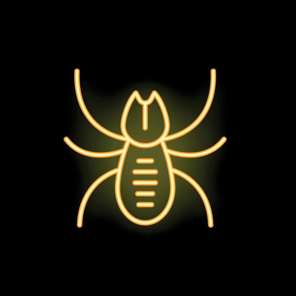 Bright yellow tick icon glowing on a black background vector