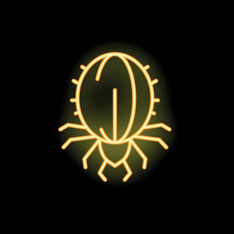 Neon style icon of a mite glowing on dark background vector