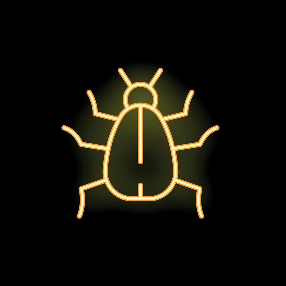 Neon icon of bug shining on black background vector