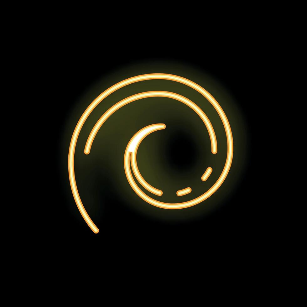 Neon yellow spiral swirling on black background vector