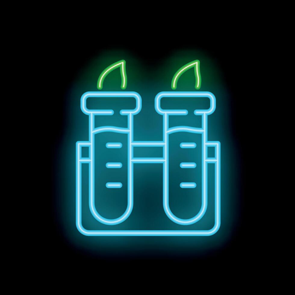Neon icon of test tubes holding liquid substance in a lab vector