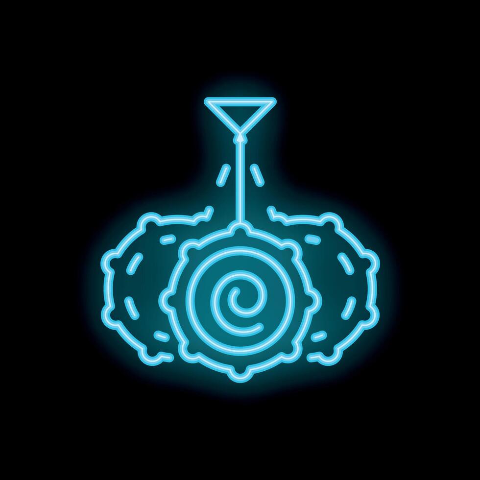 Neon icon of machine learning process, neural network working, artificial intelligence, algorithm, and deep learning vector