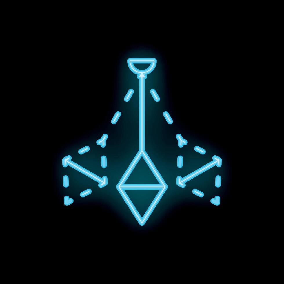Neon icon of a plumb bob hanging and pointing downwards vector
