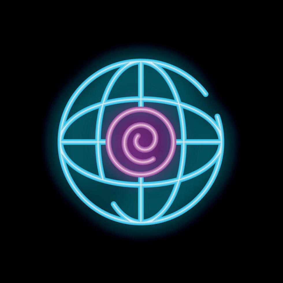 Neon copyright symbol overlaid on planet earth graphic vector
