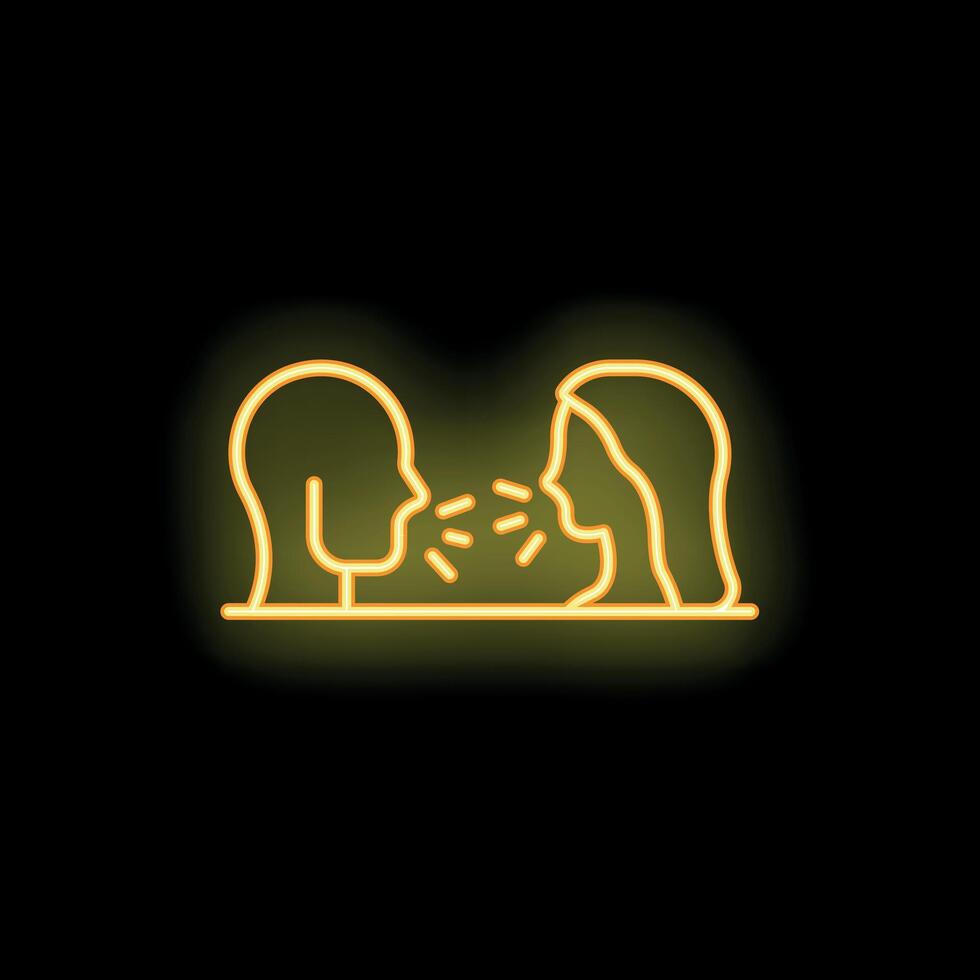 Neon sign showing two people coughing spreading germs vector