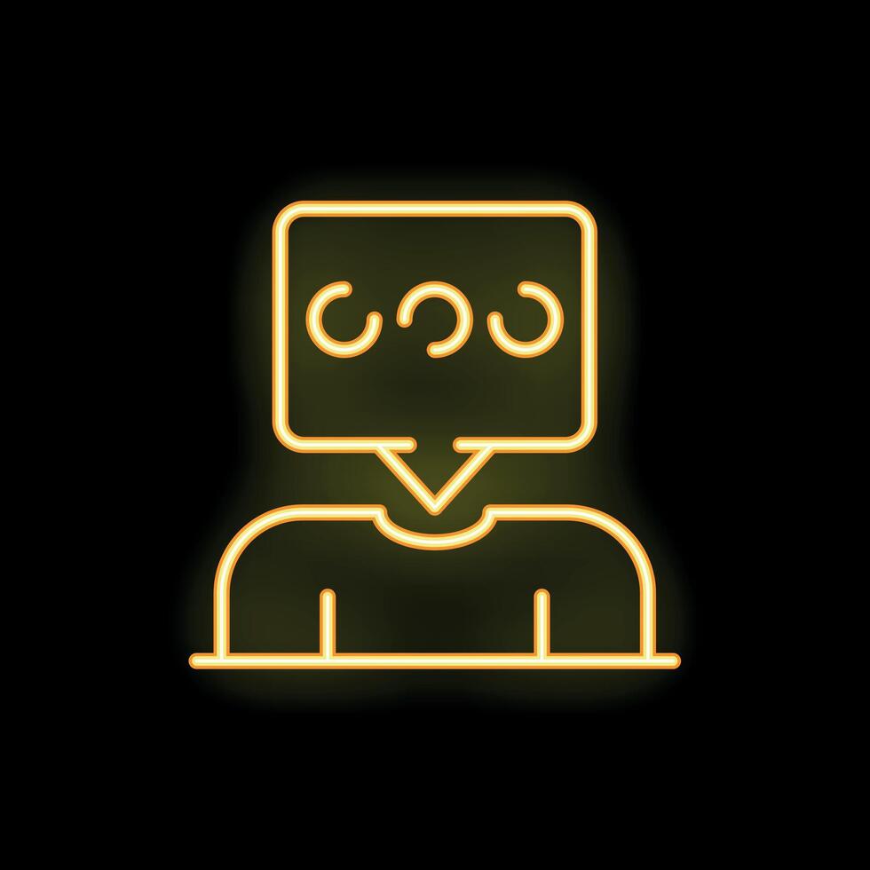 Neon sign of person thinking with thought bubble above head vector