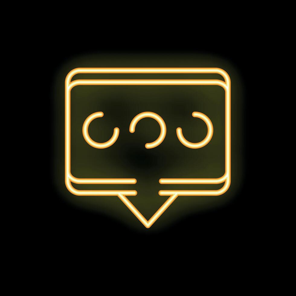 Neon yellow speech bubble displaying loading status on black background vector