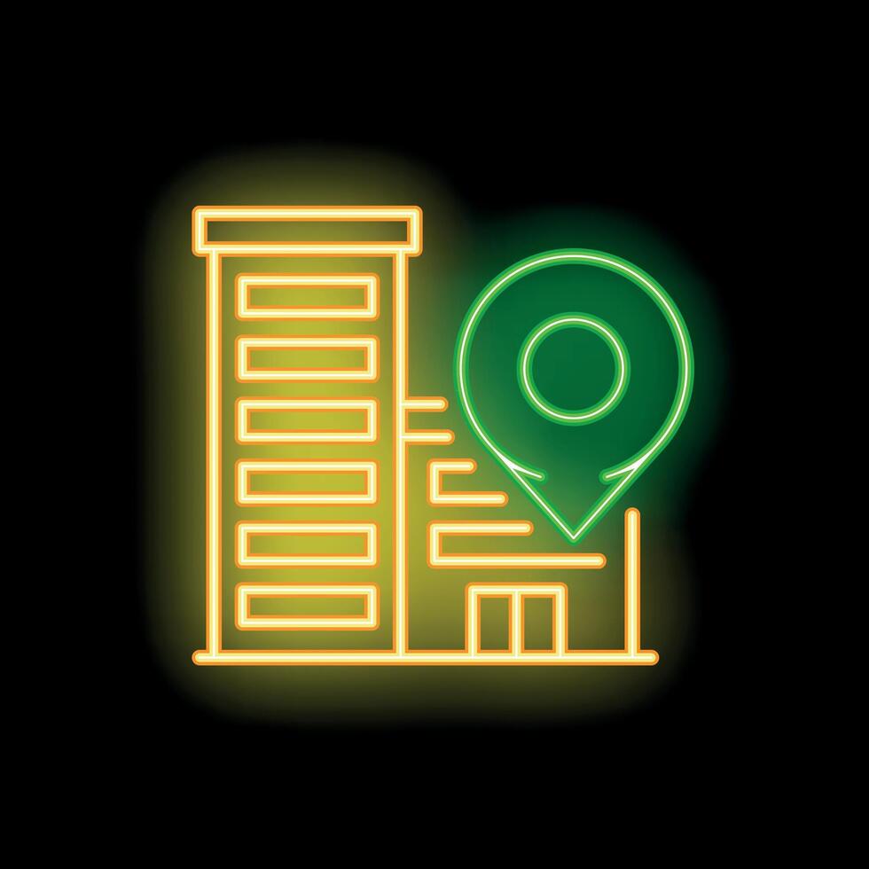 Neon sign showing location of building for rent or sale vector