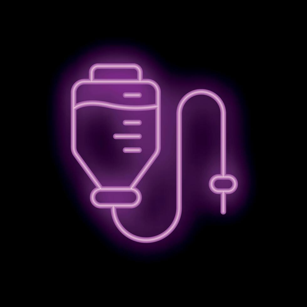 Neon sign representing intravenous therapy on black background vector