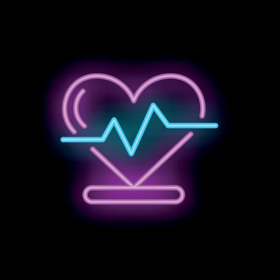 Neon heartbeat symbol displaying medical healthcare concept vector