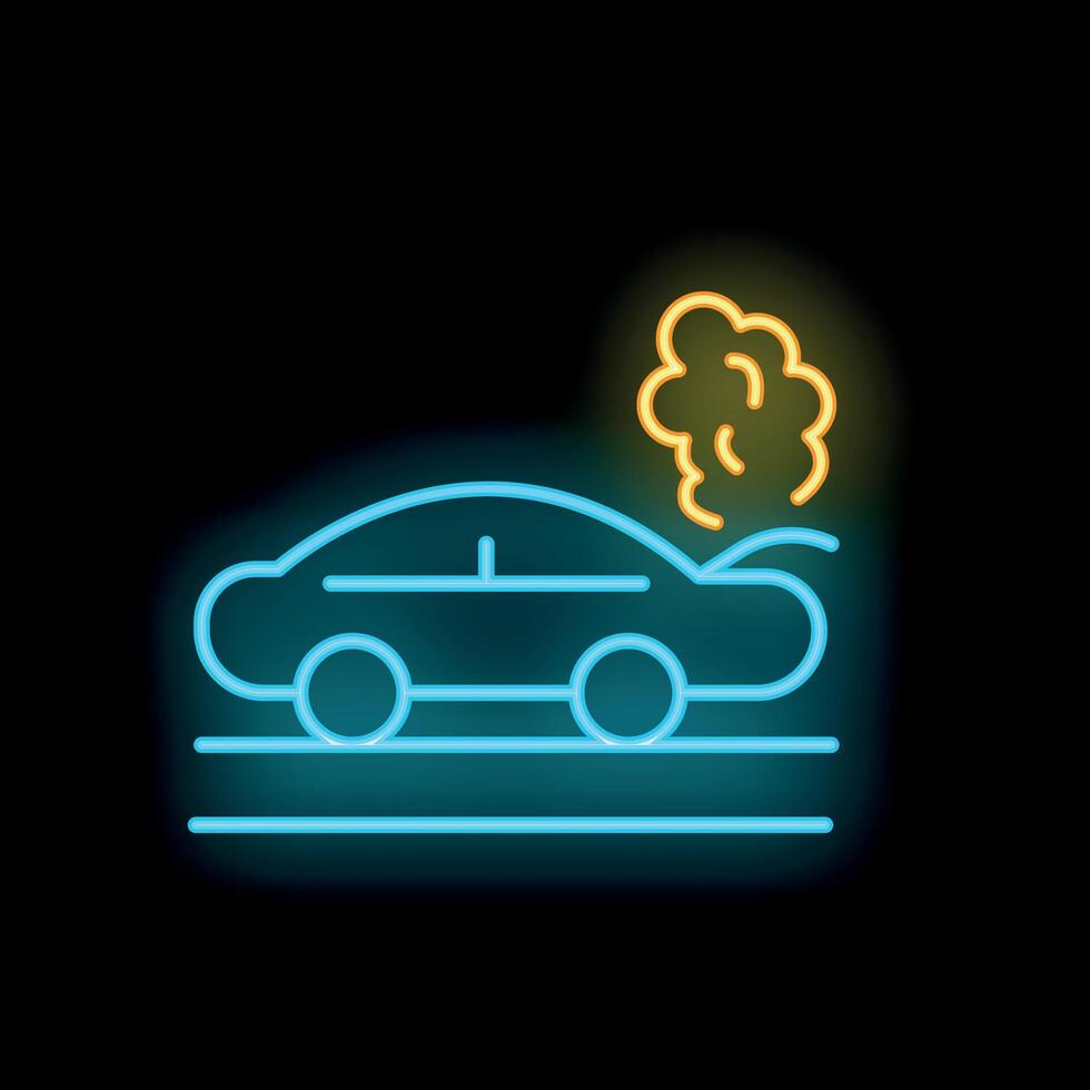 Neon sign showing broken car with smoke coming from hood vector