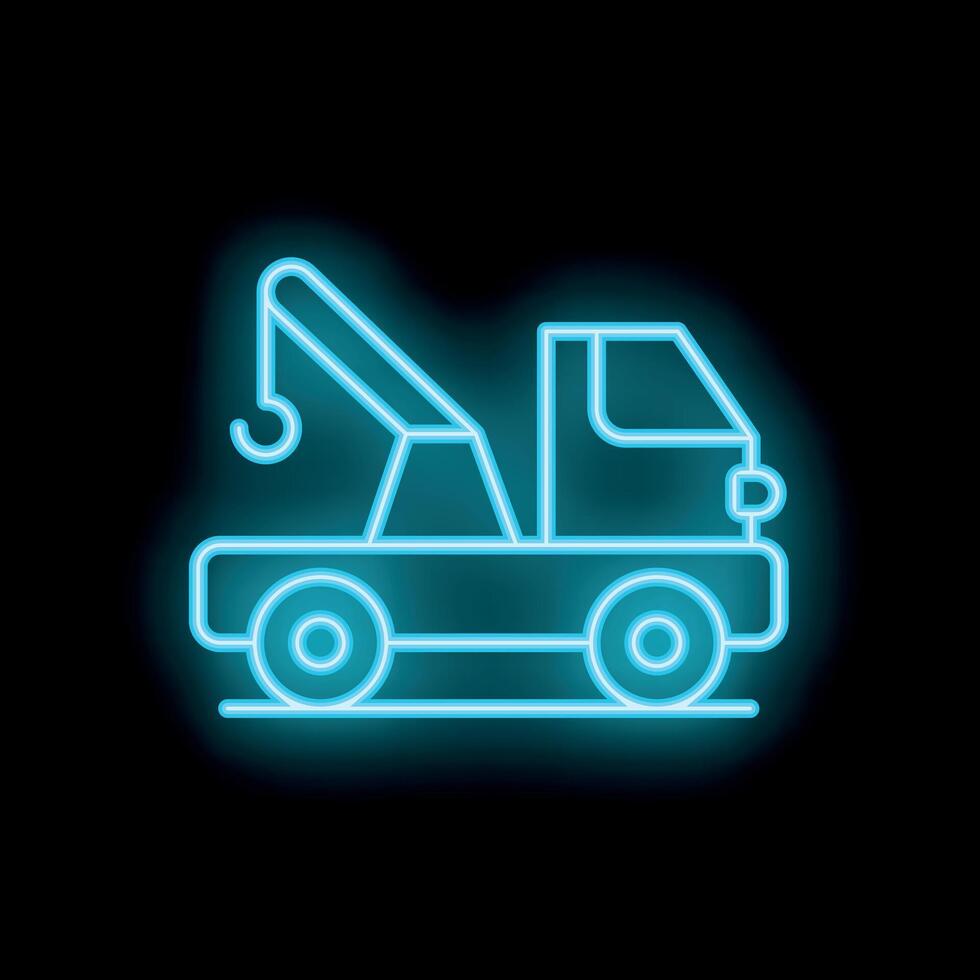 Neon sign of a tow truck showing roadside assistance concept vector