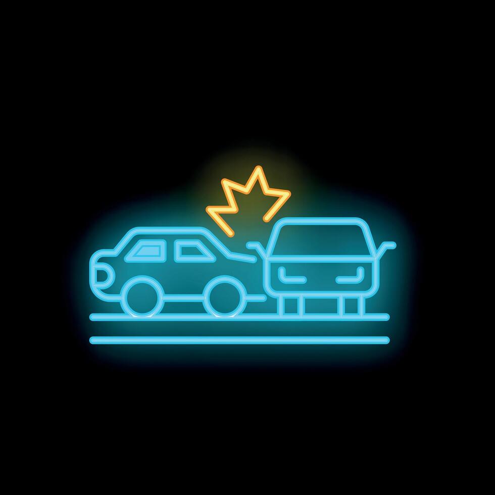 Neon sign showing two cars having a head on collision vector