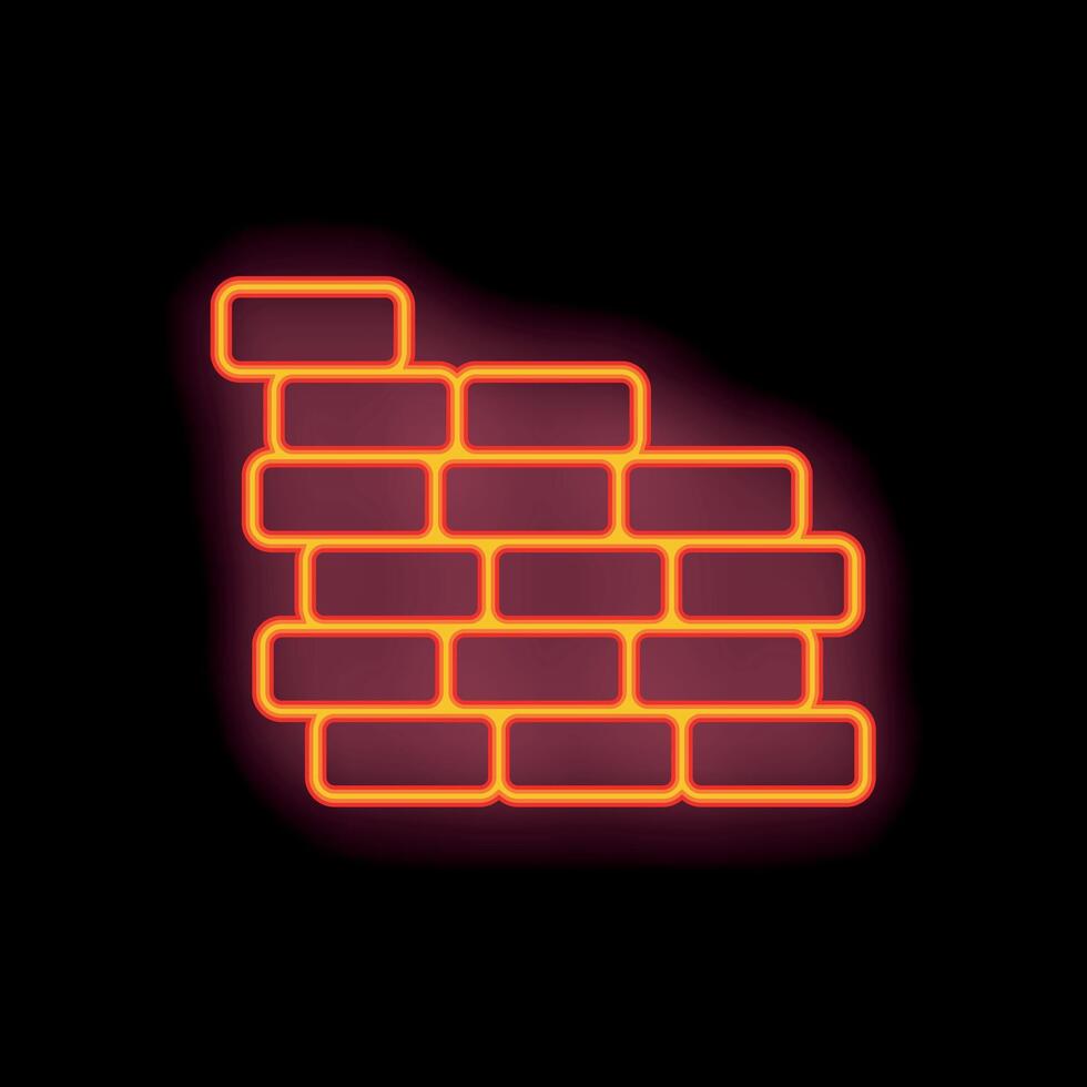 Neon sign depicting a brick wall on black background vector