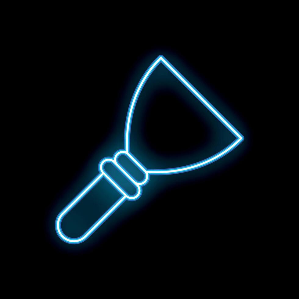 Blue neon putty knife glowing on black background vector