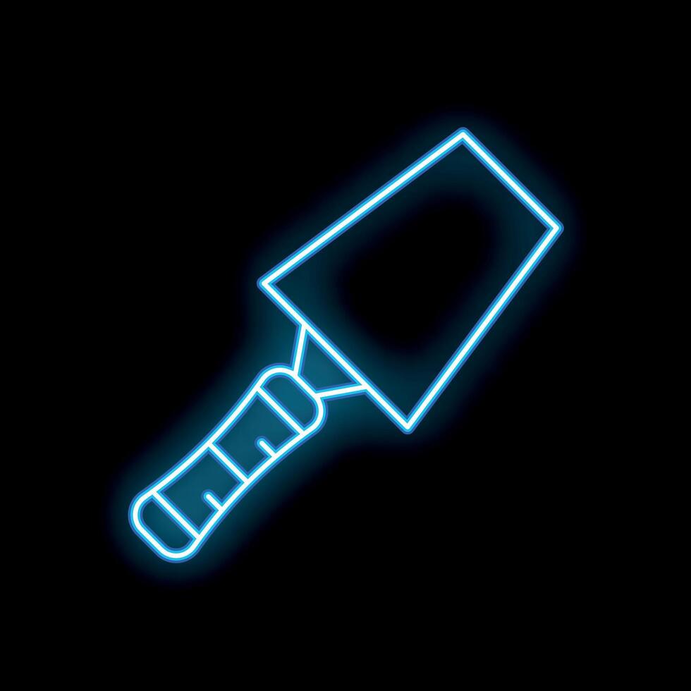 Blue neon putty knife glowing on black background vector