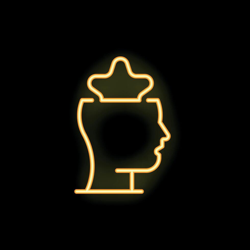 Neon icon of human head with star sign representing thinking process vector