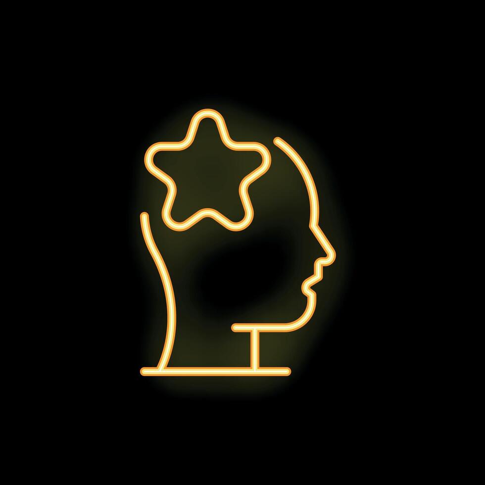 Neon icon of human head with star shining inside representing new idea vector