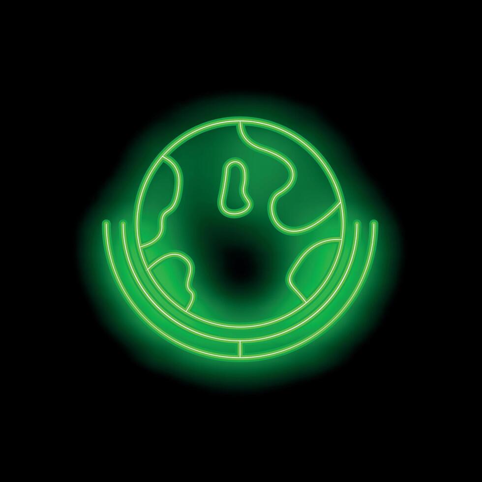 Neon green internet wifi signal surrounding earth globe icon vector