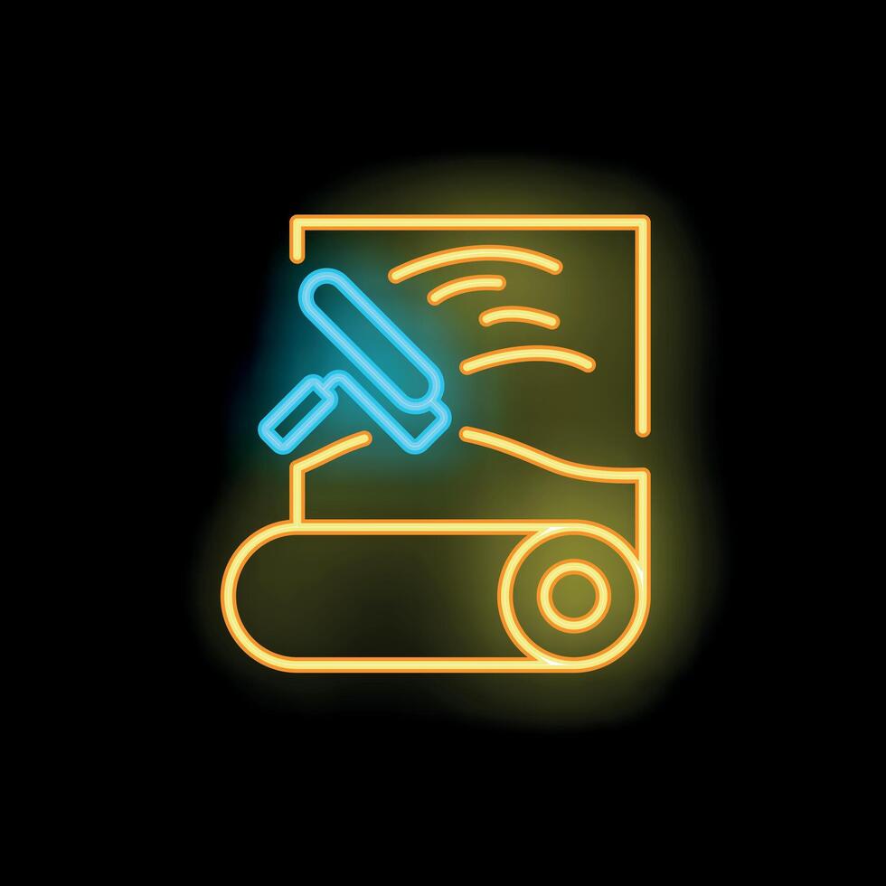 Neon sign representing painting a wall with a paint roller and paint tray vector