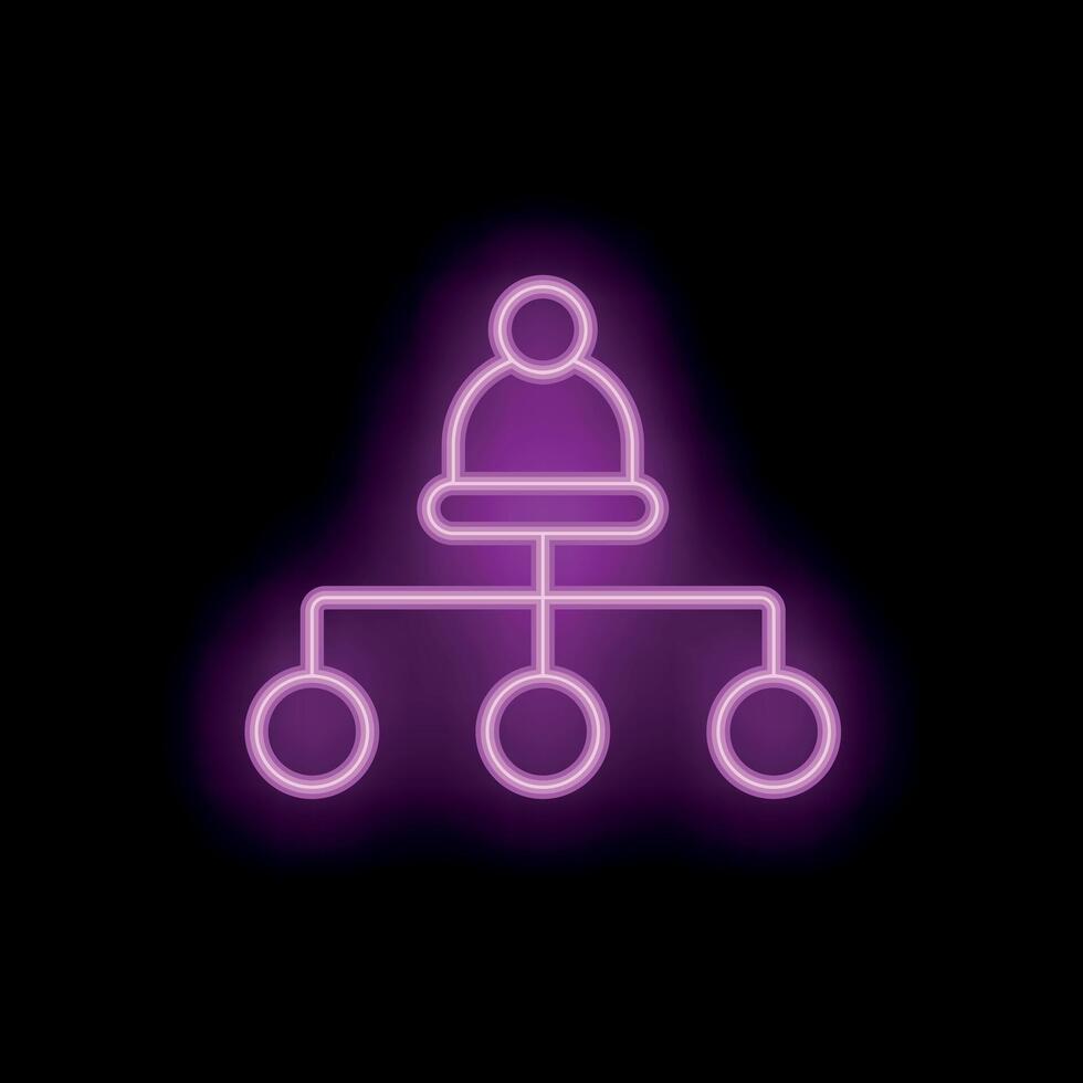 Neon icon of a manager showing a hierarchical relationship with subordinates vector