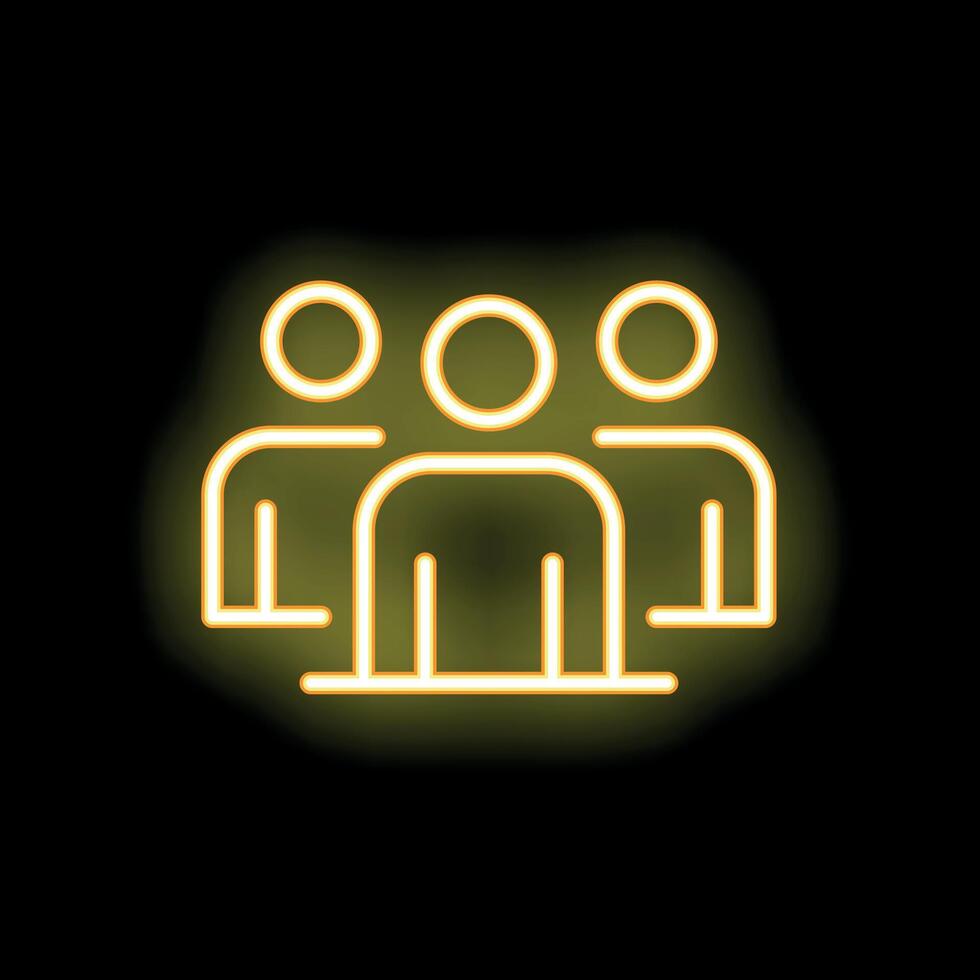 Neon icon of three people standing together vector