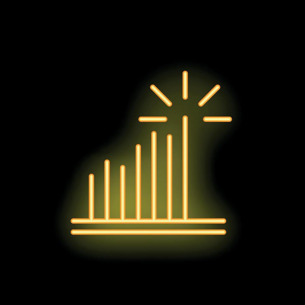 Neon yellow graph showing increasing business success on black background vector
