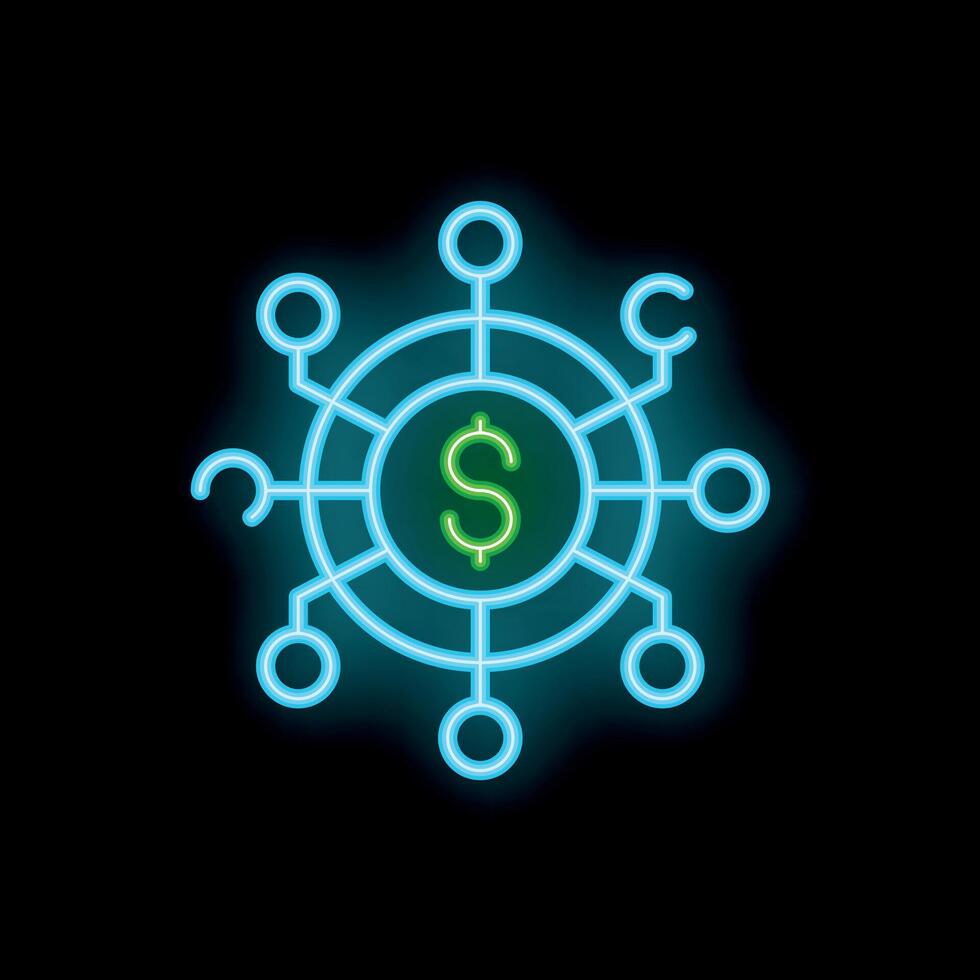 Neon style icon showing crowdfunding platform connecting people vector