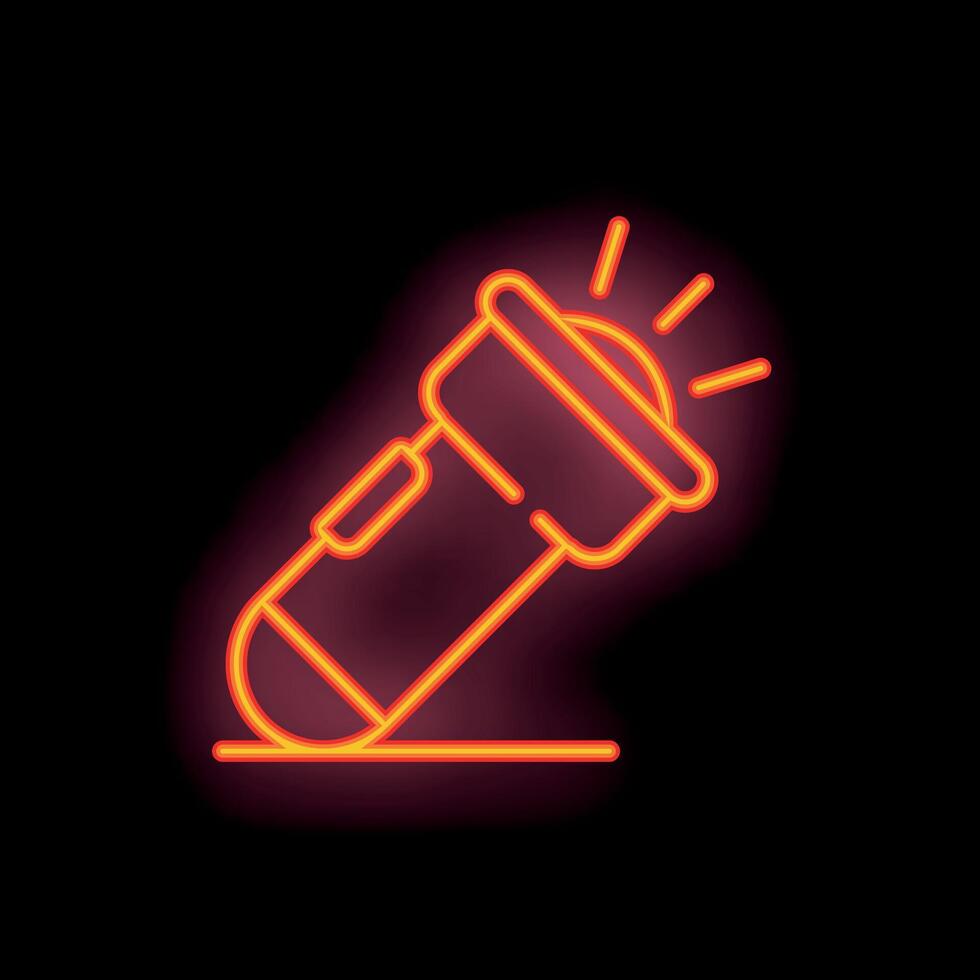 Neon flashlight shining bright light beam in darkness vector