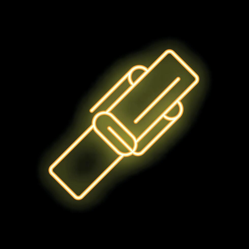 Glowing neon line fitness tracker icon isolated on black background illustration vector