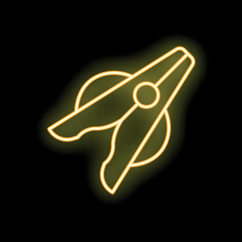 Glowing neon icon of clothes peg on black background vector