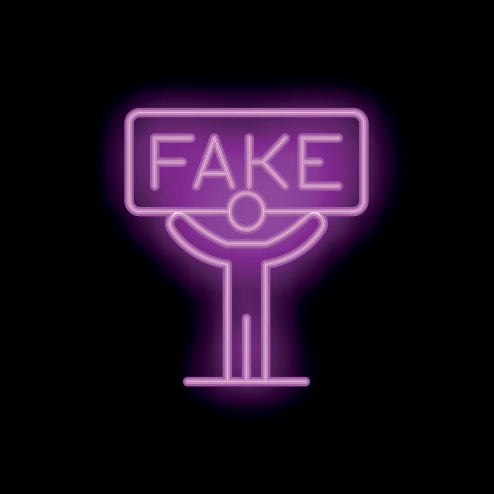 Stick figure holding up fake neon sign vector