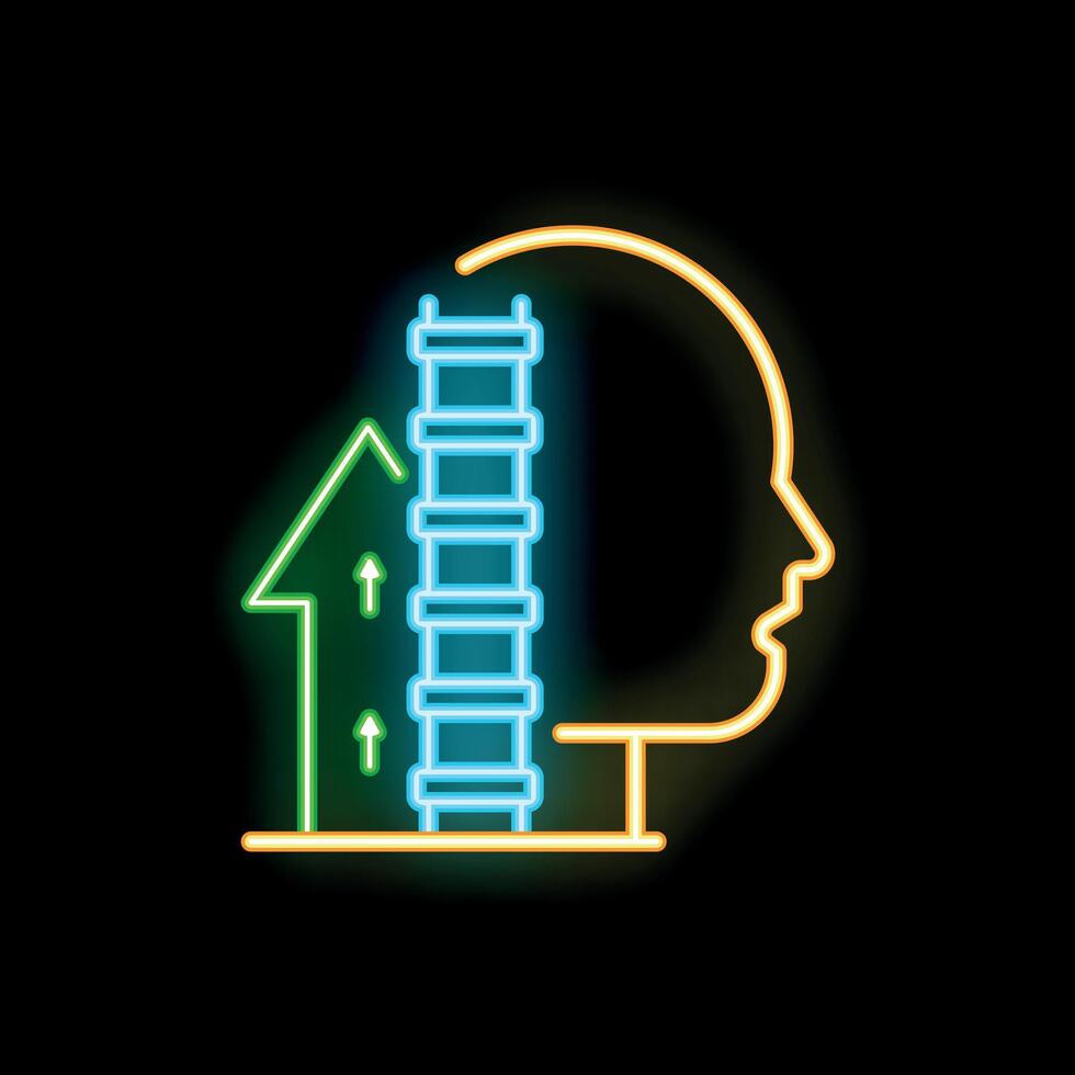 This neon sign represents the concept of personal and professional growth vector