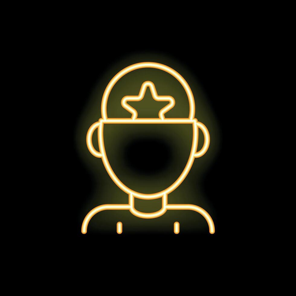 Neon icon of human head with star representing big idea vector