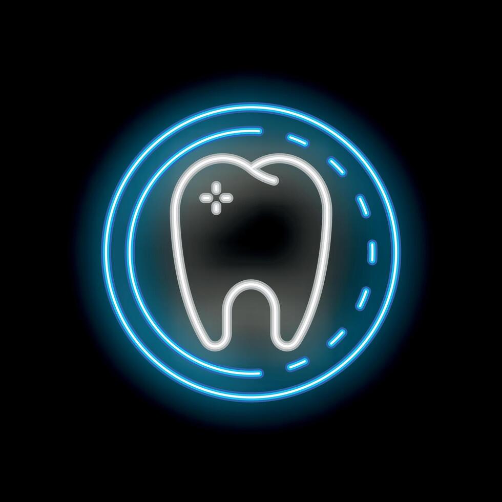 Neon sign showing a decaying tooth for dental clinic promotion vector