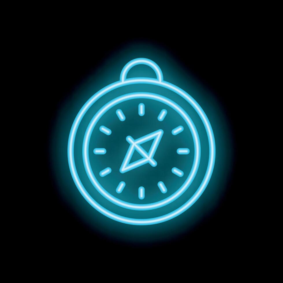 Neon compass showing direction on black background vector