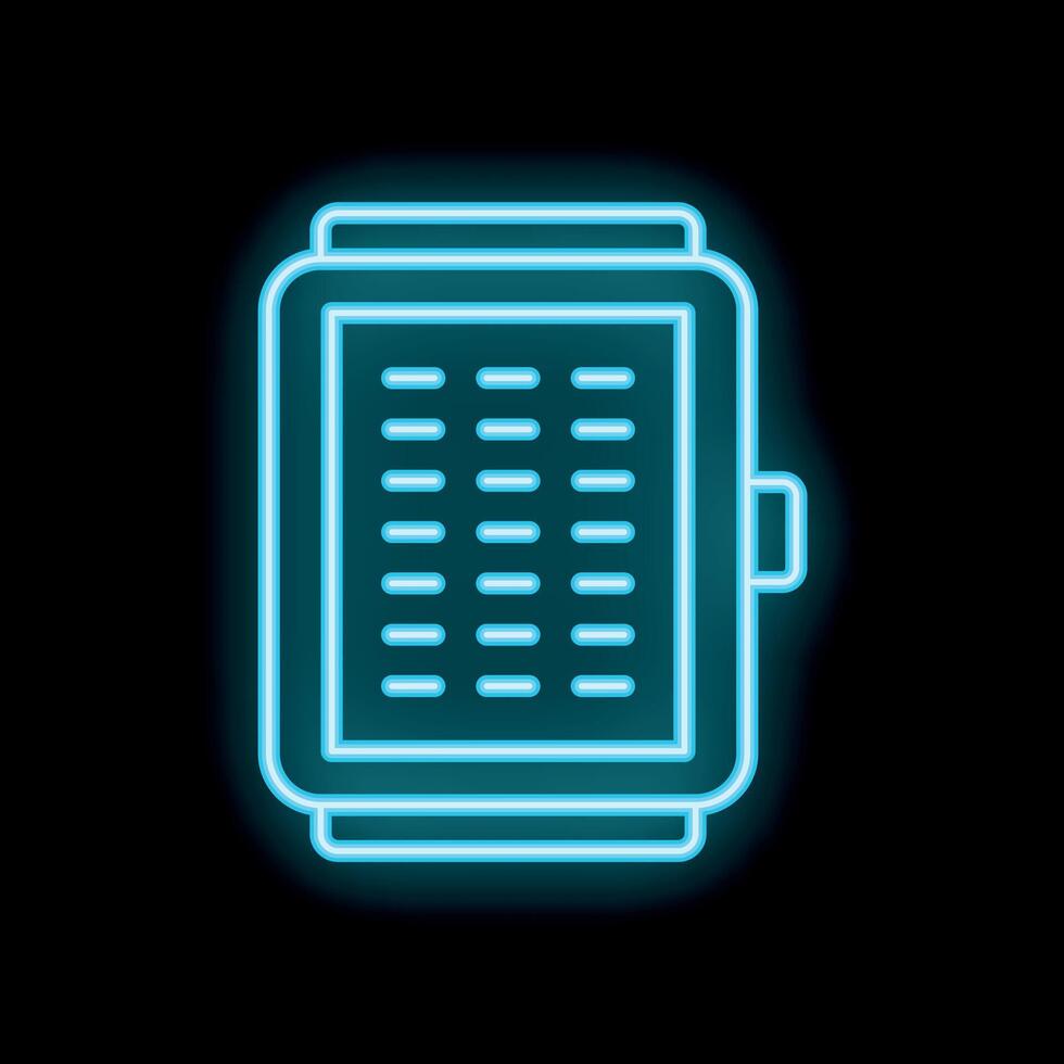 Neon icon of smartwatch showing fitness app interface vector