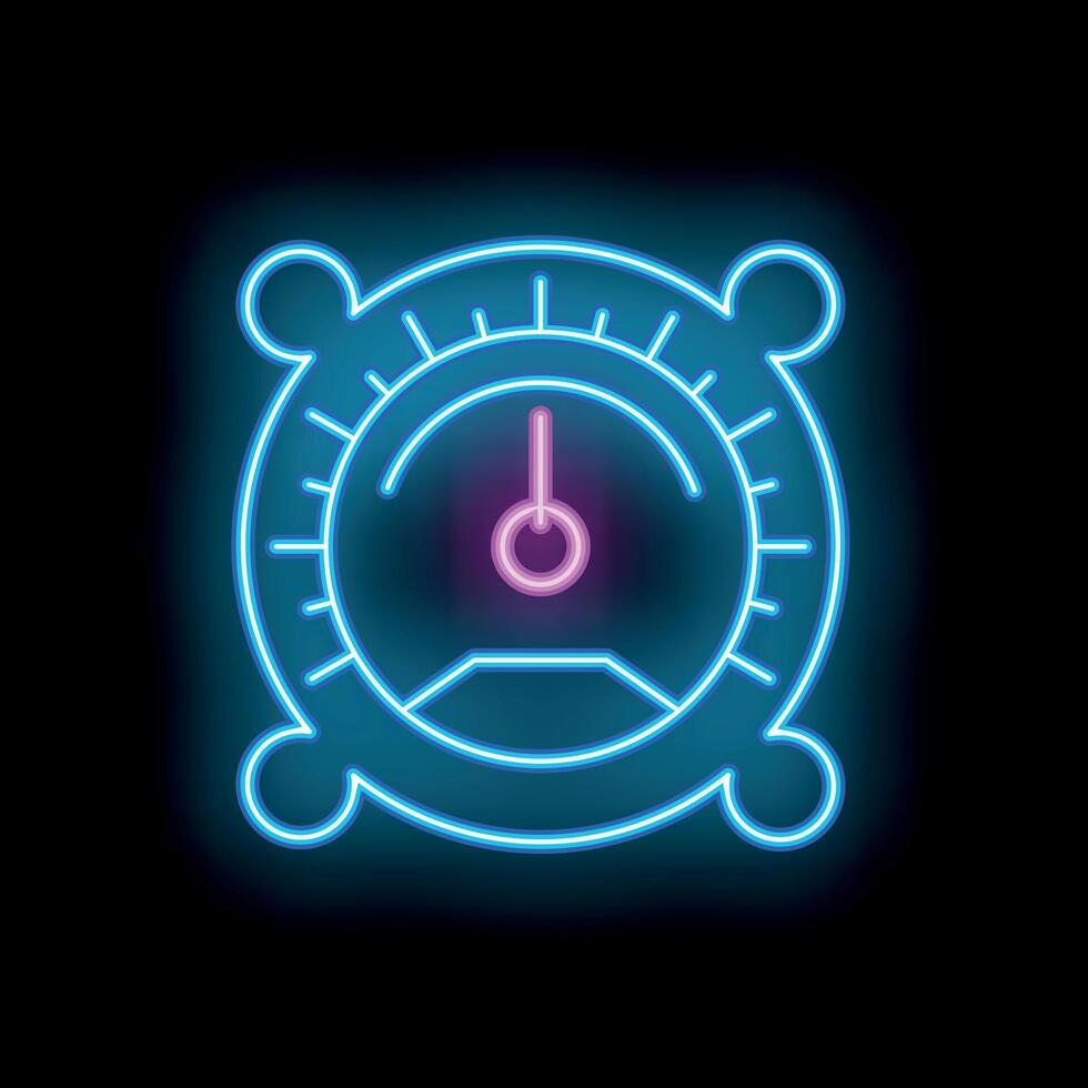 Neon sign of a pressure measuring device on a dark background vector