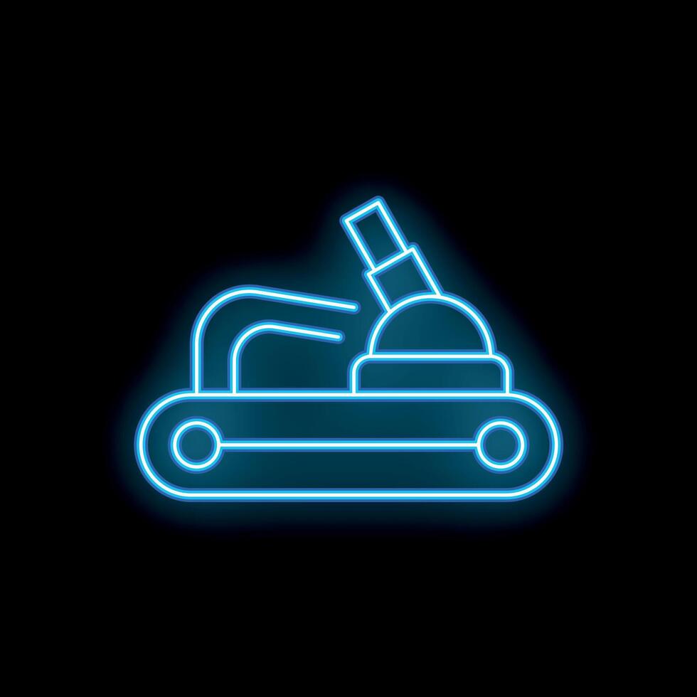 Neon blue self propelled artillery howitzer military vehicle icon vector