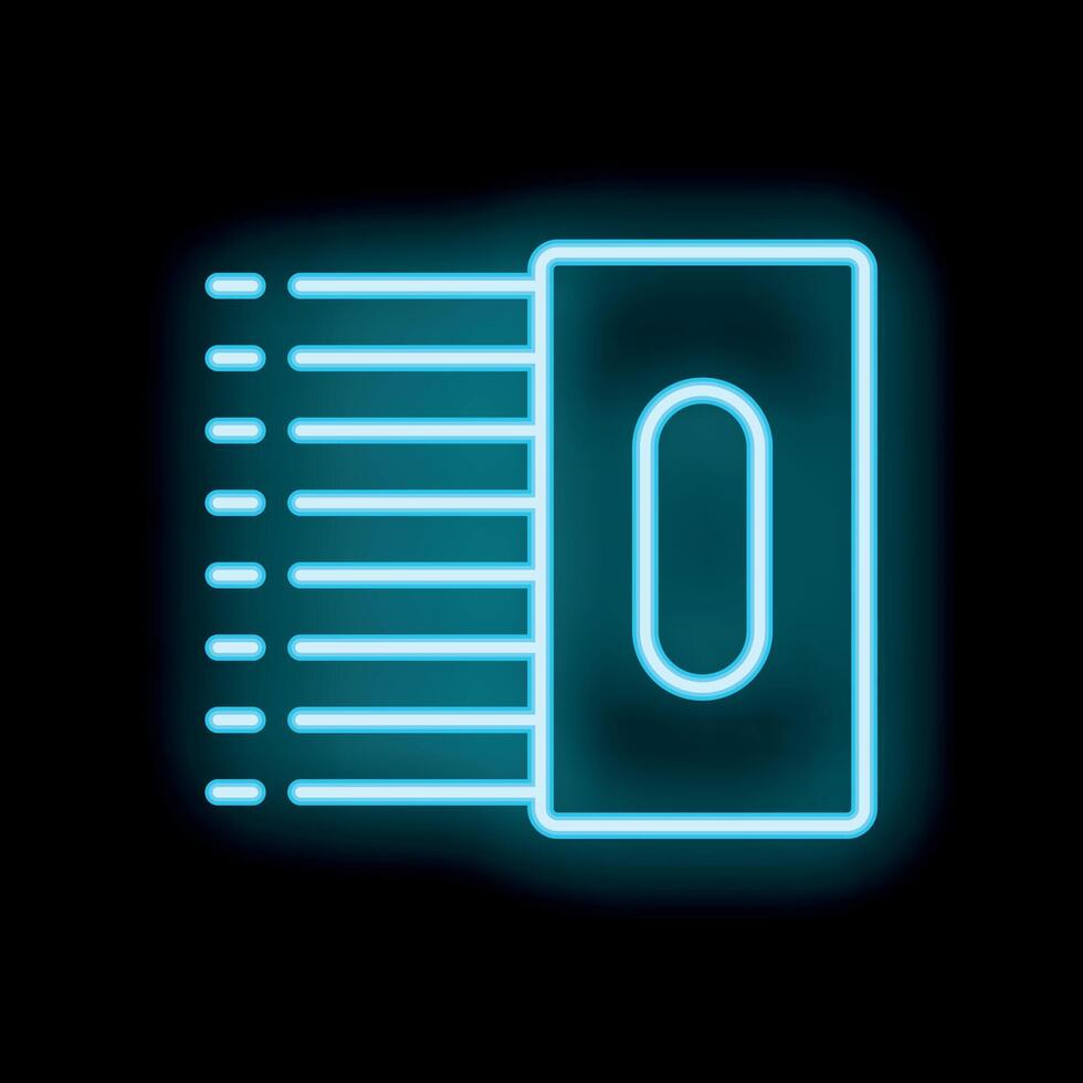 Neon blue ram memory icon glowing on black background vector