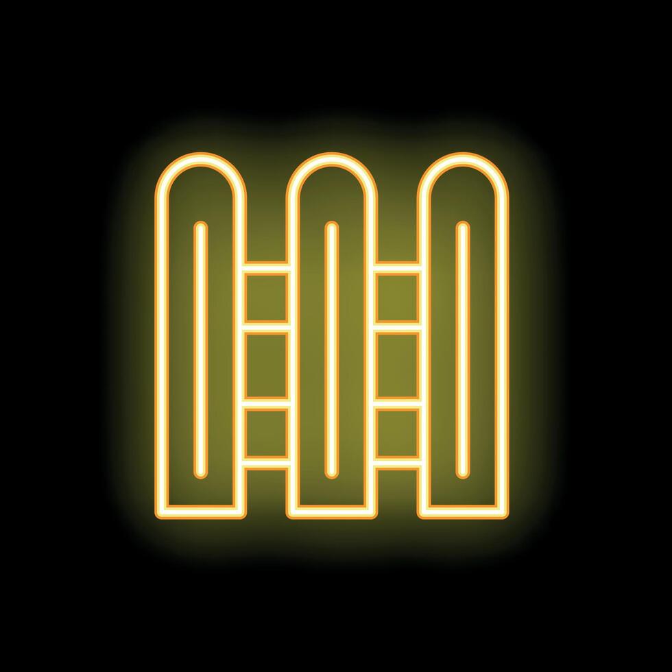 Glowing neon icon of a wooden fence for security and privacy vector